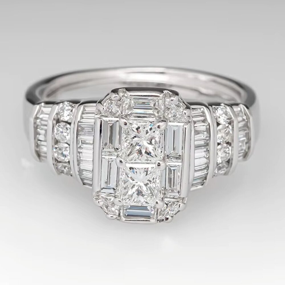 NEW 14k White Gold Baguette Diamond Ring Band